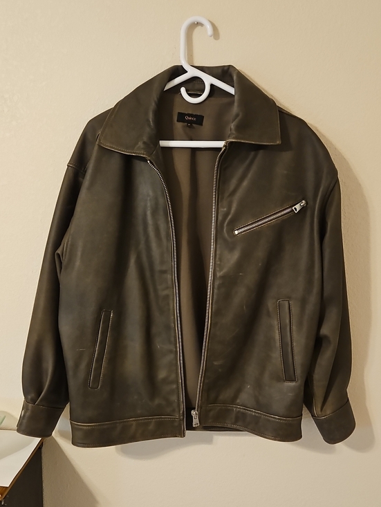 Quince Jackets & Blazers - Quince Oversized Leather Bomber Jacket For Women In Distressed Brown Size Medium